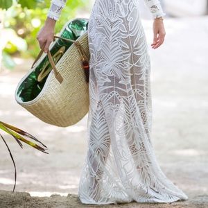 India Hicks Palm straw basket /bag with tassels